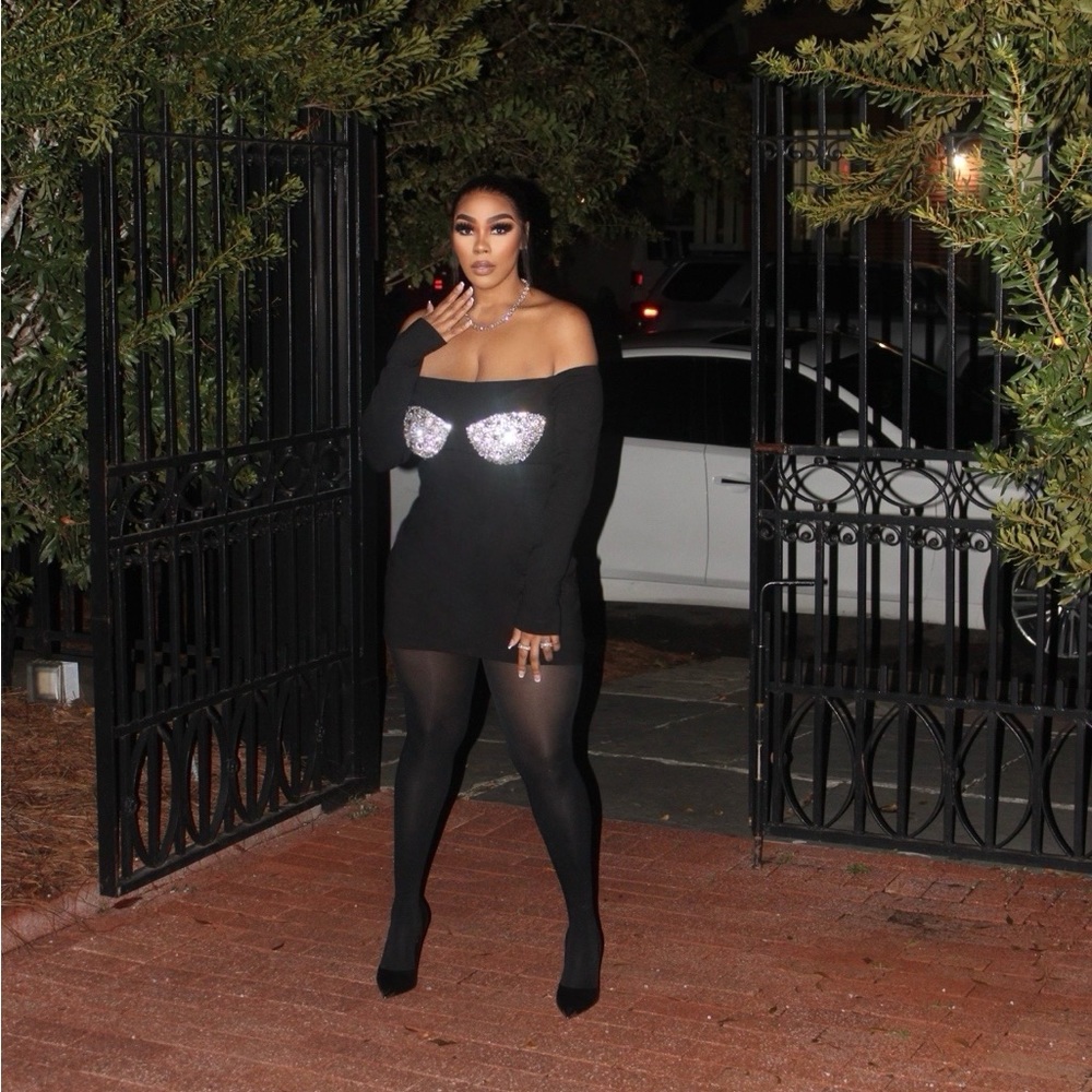 Black Diamond long sleeve cocktail dress